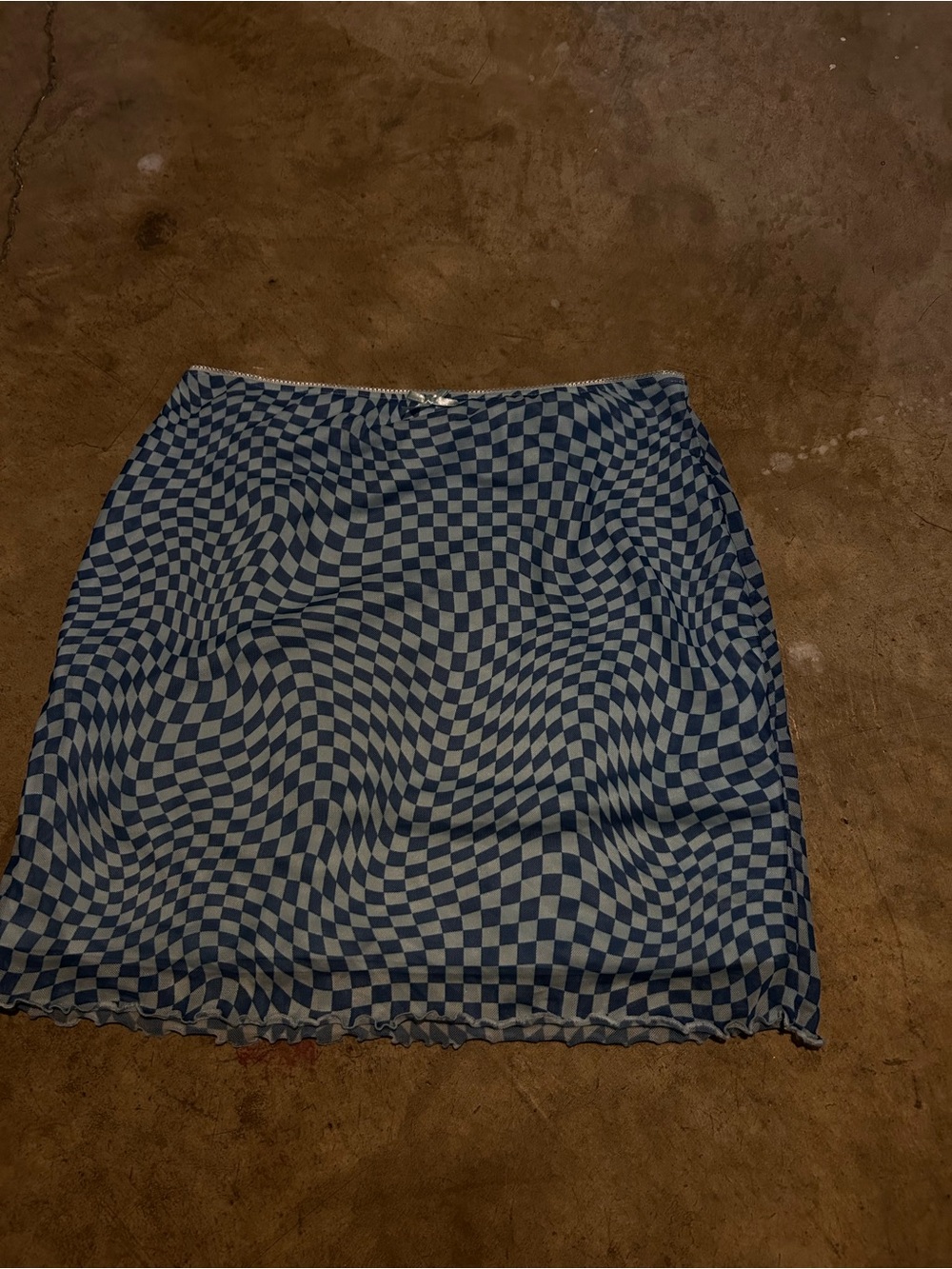 wild fable Blue & White Optical Check Mini Skirt
